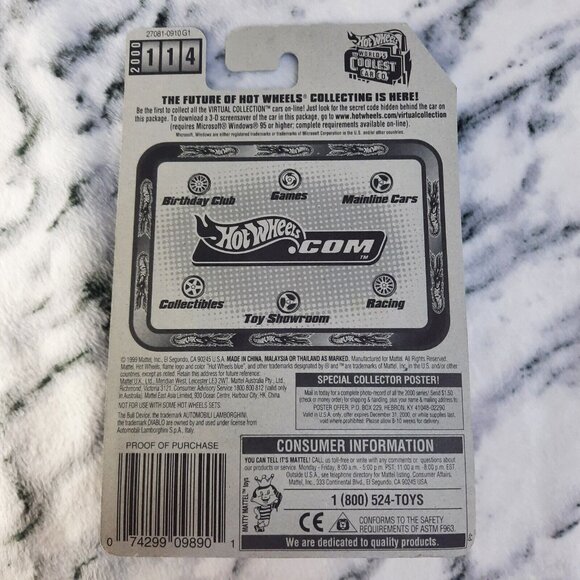 Hot Wheels 1999 LAMBORGHINI DIABLO Blue VINTAGE NEW in BOX VIRTUAL COLLECTION - Picture 3 of 9